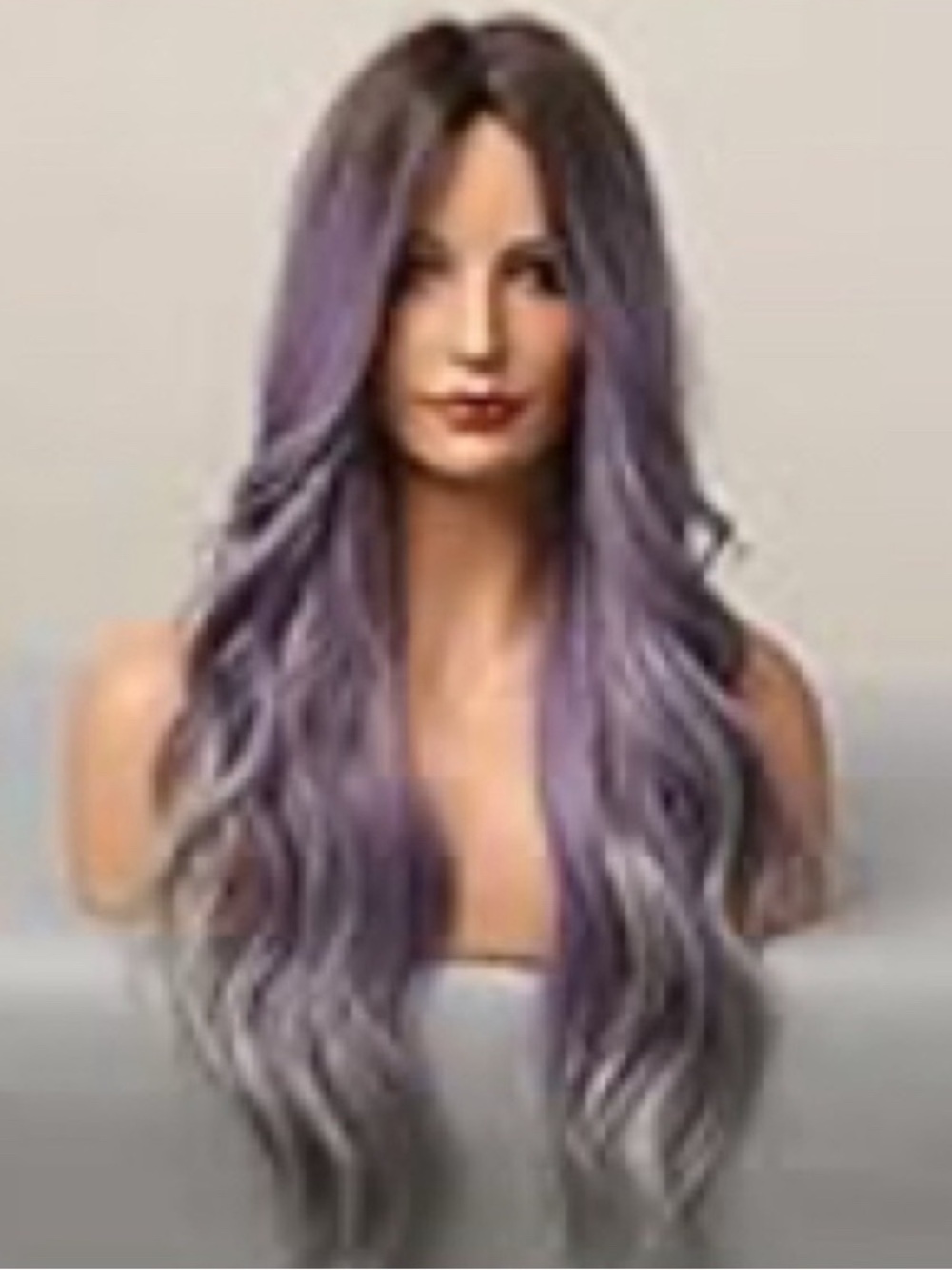 E4- NEW Long Wavy Lavender Ombre Women's Wig - Purple